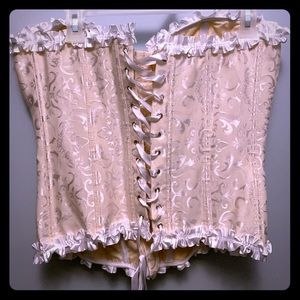 NWOT White/cream corset w/ zipper and ribbon ties